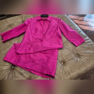 Talbots Bright Pink Button Shirt Dress (Belt Included)